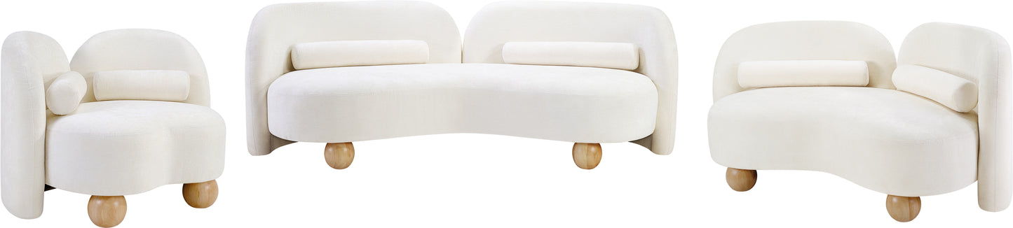 harlow cream chenille fabric loveseat