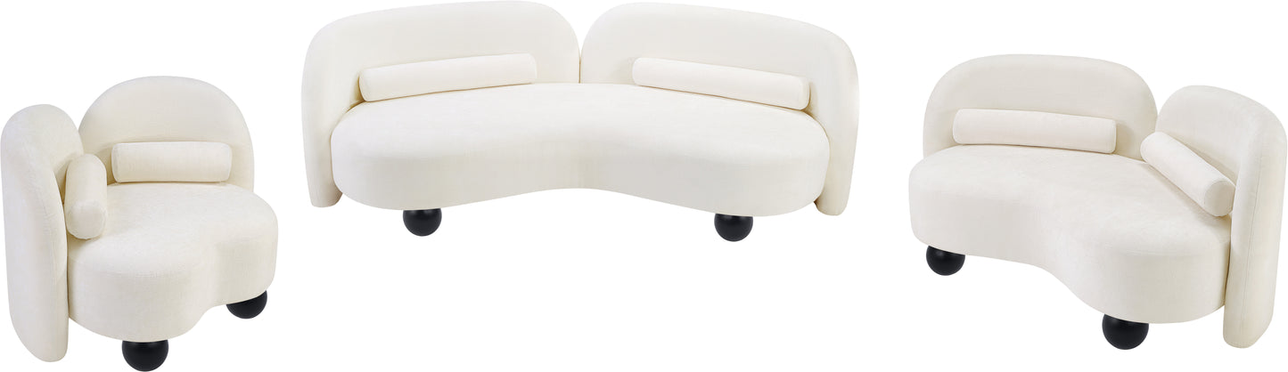 harlow cream chenille fabric loveseat