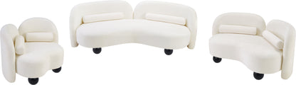 Harlow Cream Chenille Fabric Loveseat