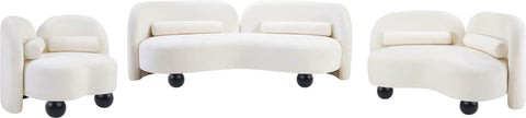 Camden 64" Cream Chenille Fabric Upholstered Loveseat, 1 Piece