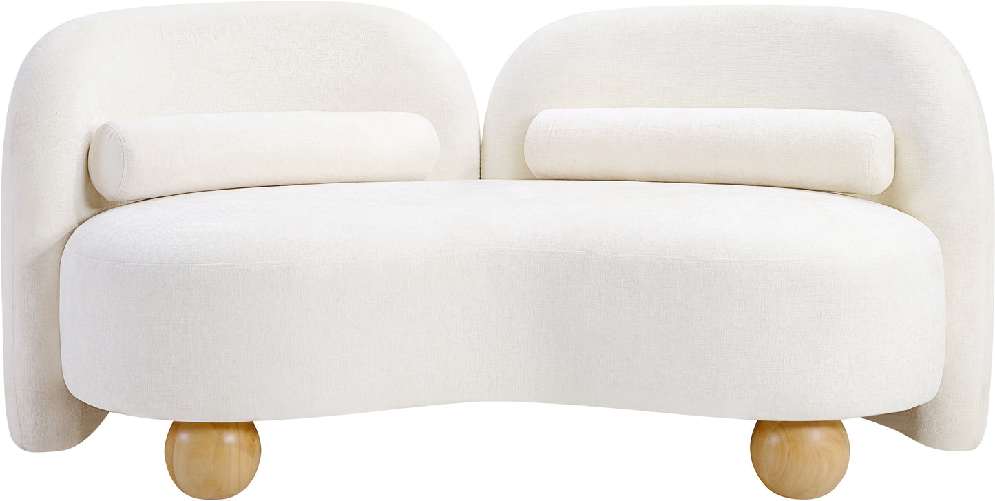 harlow cream chenille fabric loveseat