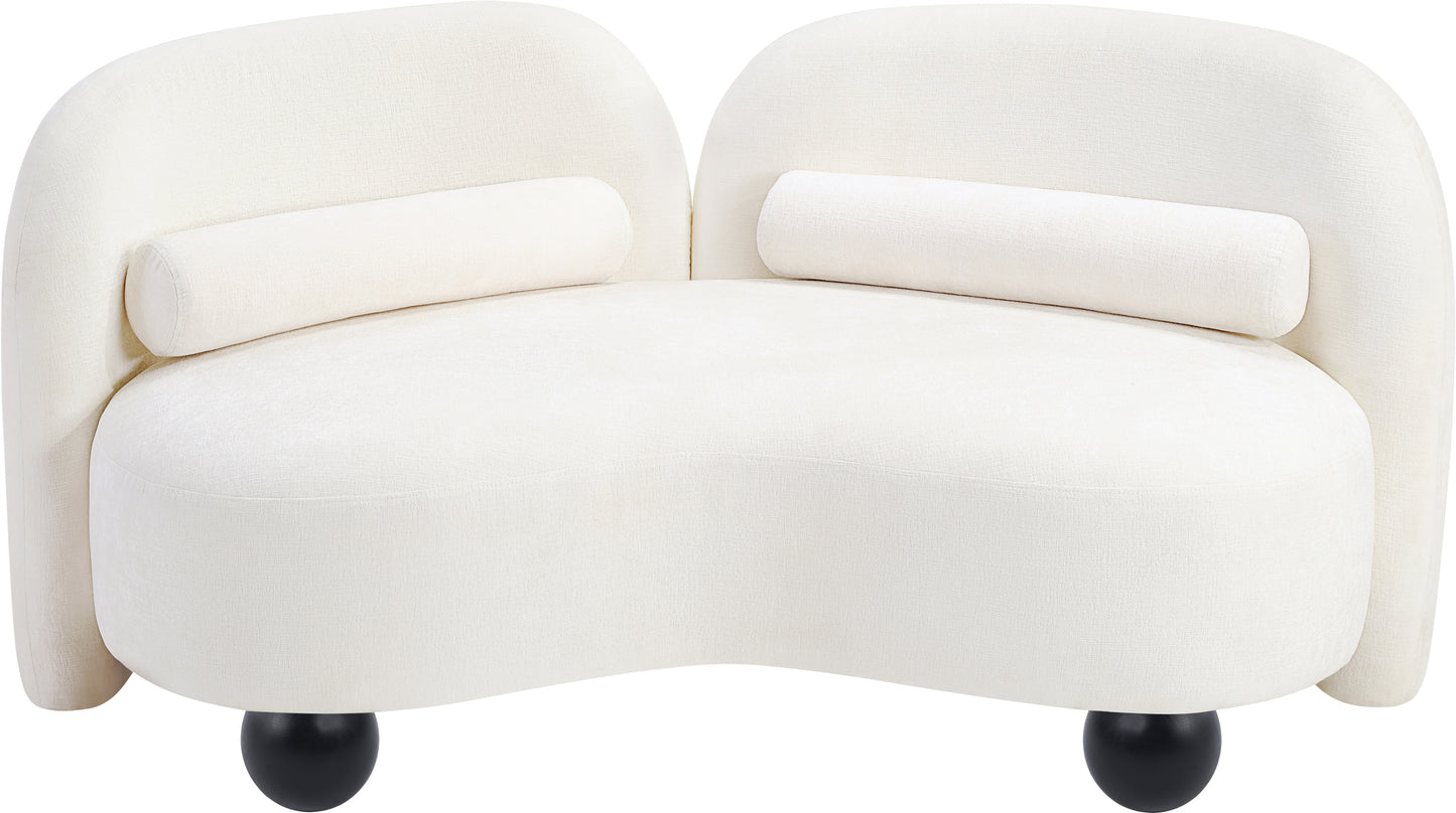 harlow cream chenille fabric loveseat