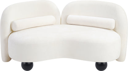 Harlow Cream Chenille Fabric Loveseat