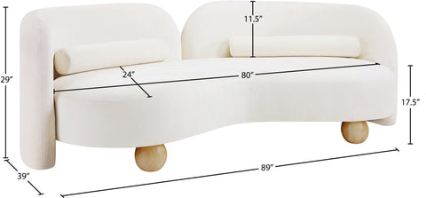 Camden 89" Cream Chenille Fabric Upholstered Sofa, 1 Piece