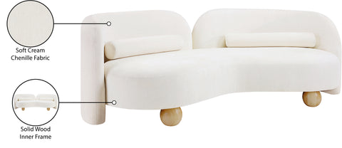 Camden 89" Cream Chenille Fabric Upholstered Sofa, 1 Piece