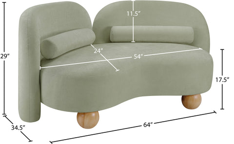 Camden 64" Mint Chenille Fabric Upholstered Loveseat, 1 Piece