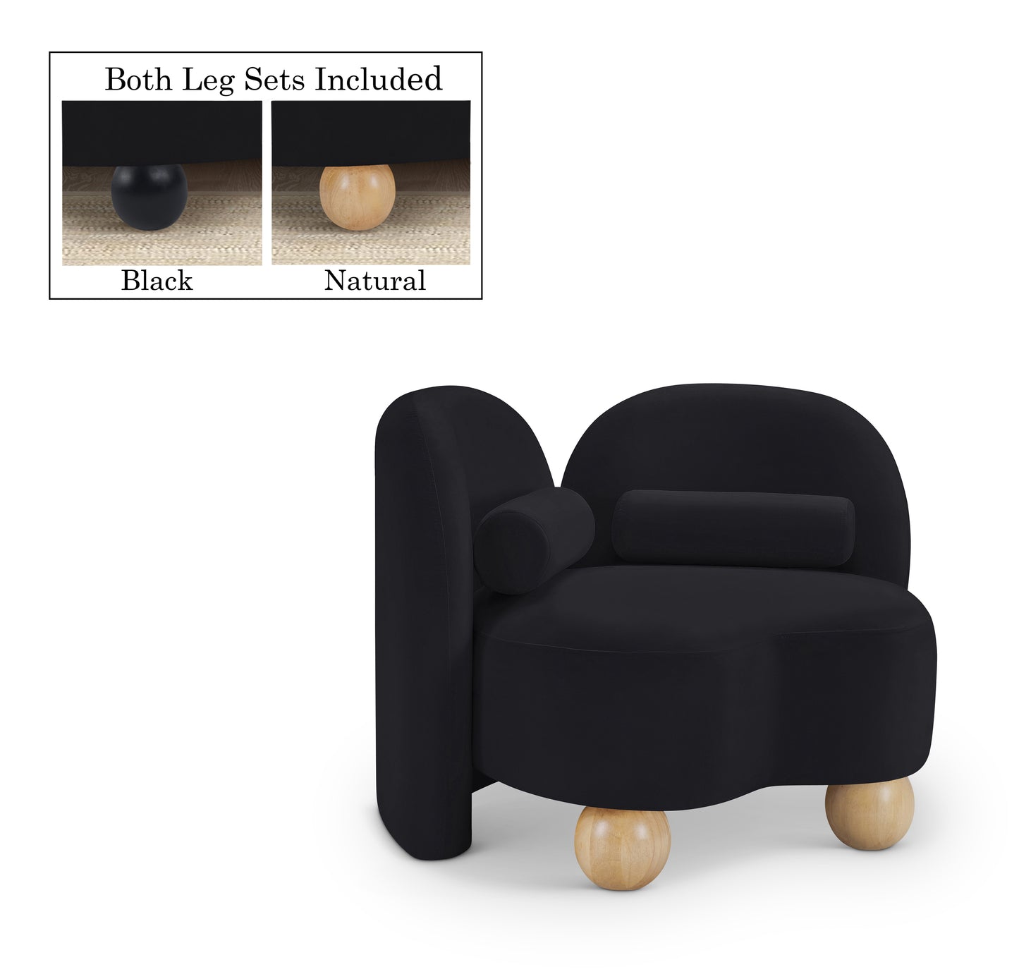 harlow black velvet chair