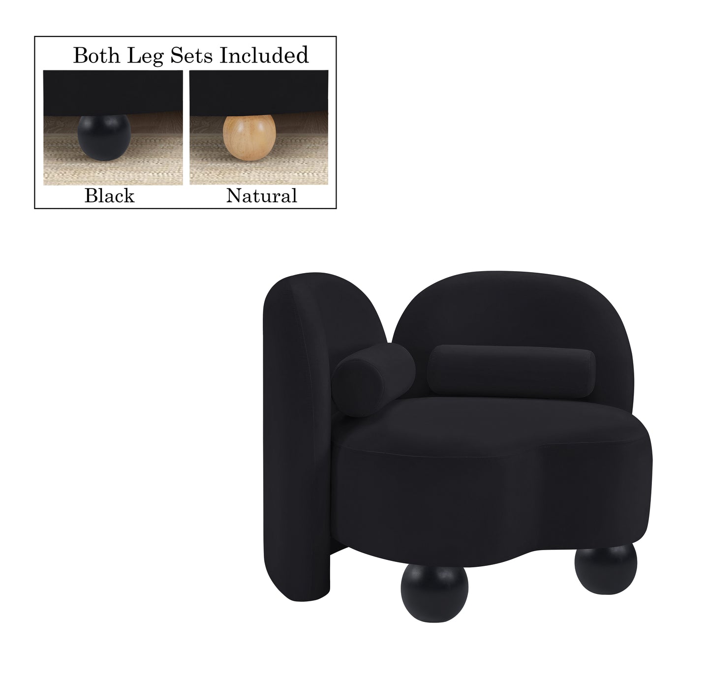 harlow black velvet chair