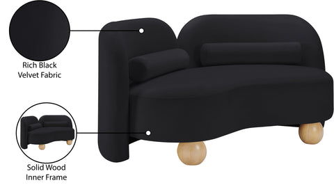 Camden 64" Black Velvet Upholstered Loveseat, 1 Piece