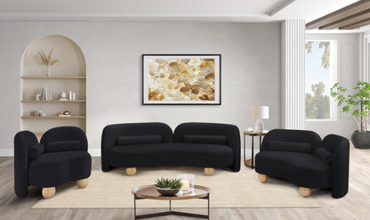 Harlow Black Velvet Loveseat