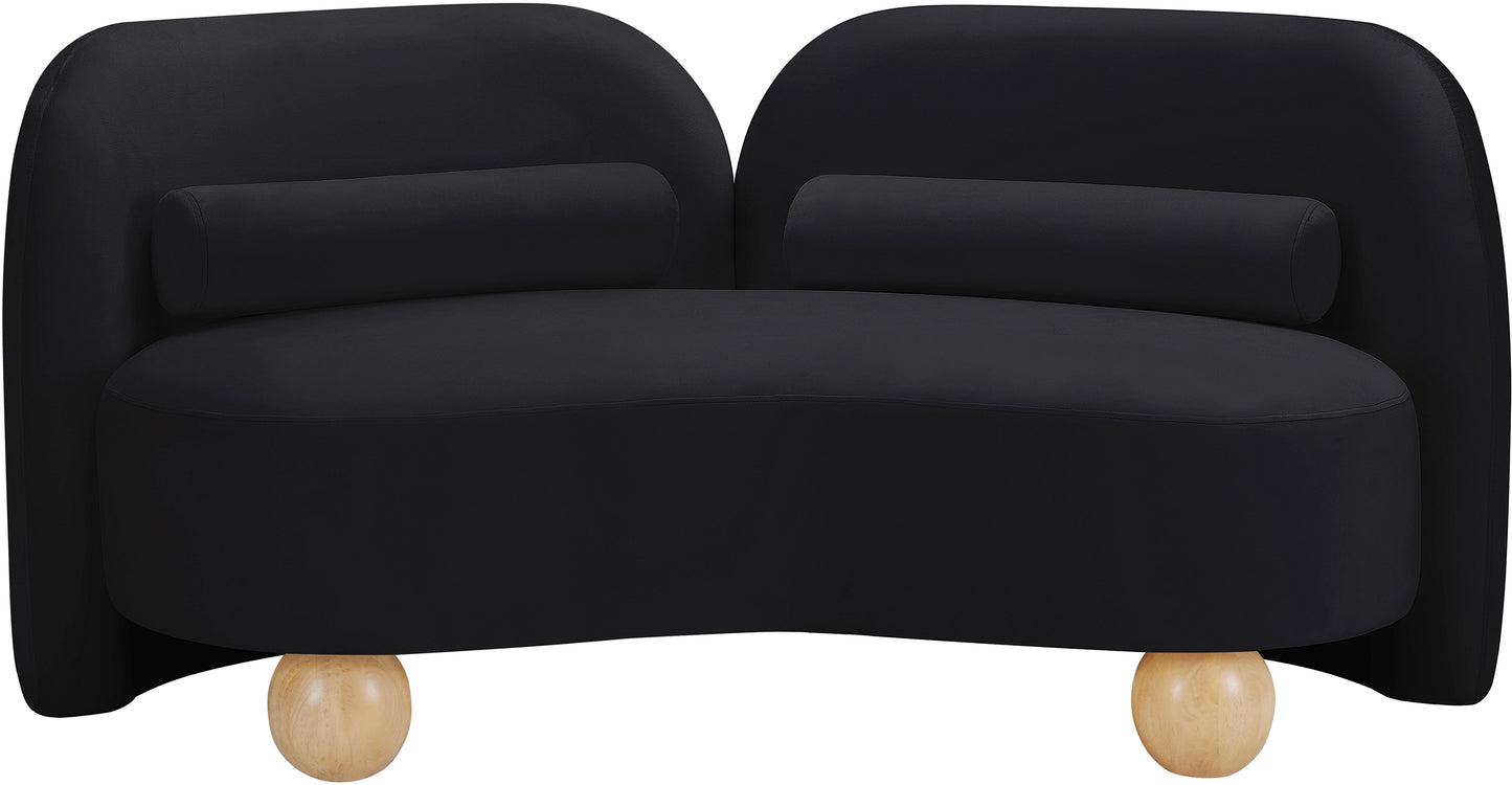 harlow black velvet loveseat