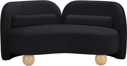 Harlow Black Velvet Loveseat