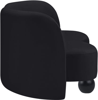 Harlow Black Velvet Loveseat