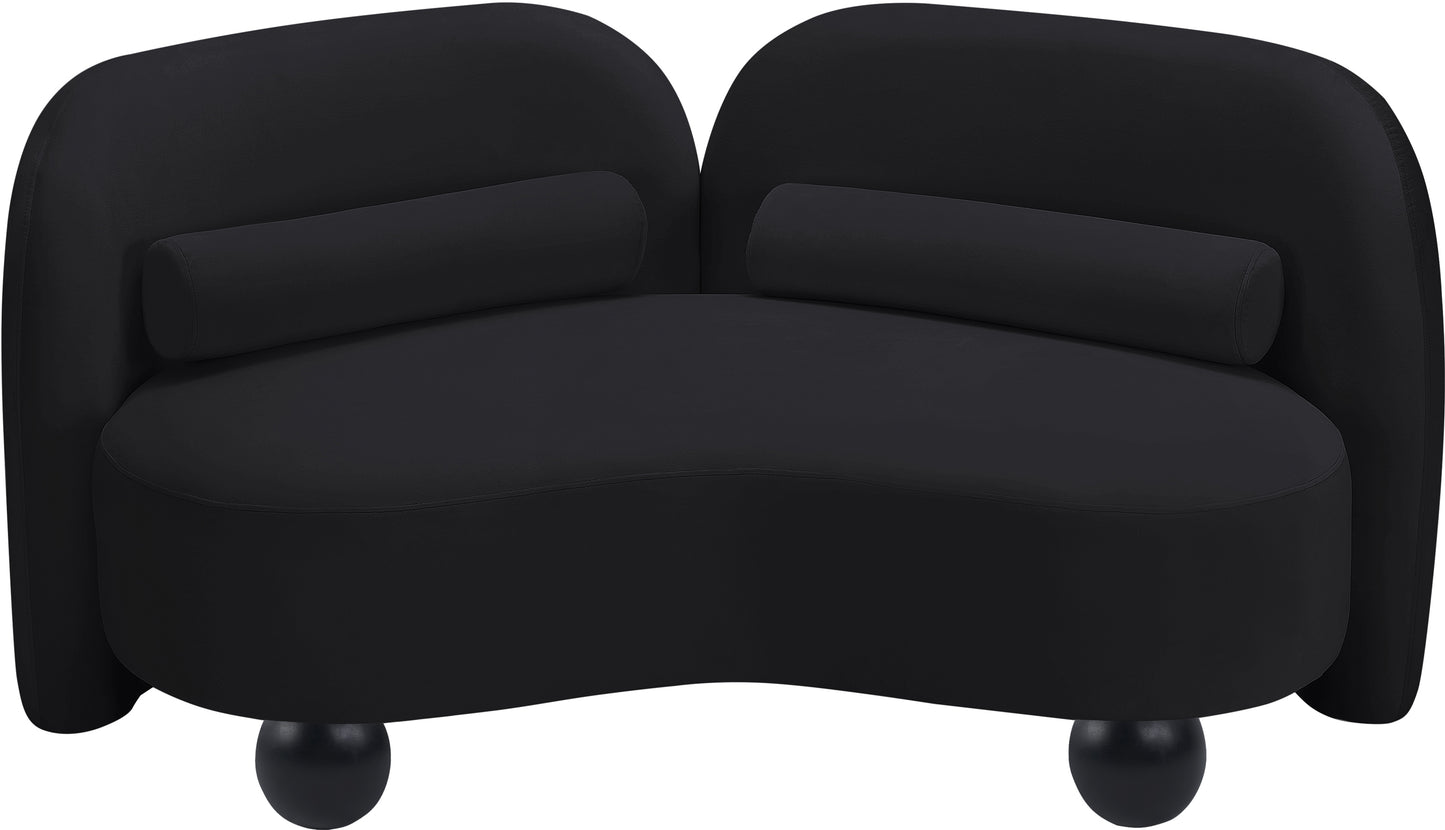 harlow black velvet loveseat