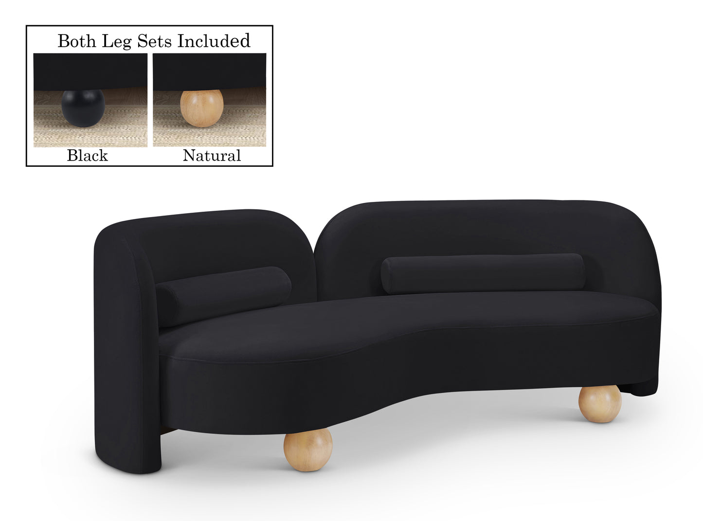 harlow black velvet sofa