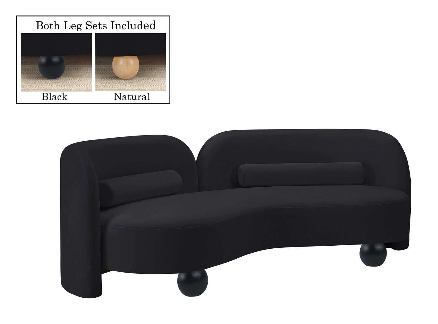 harlow black velvet sofa