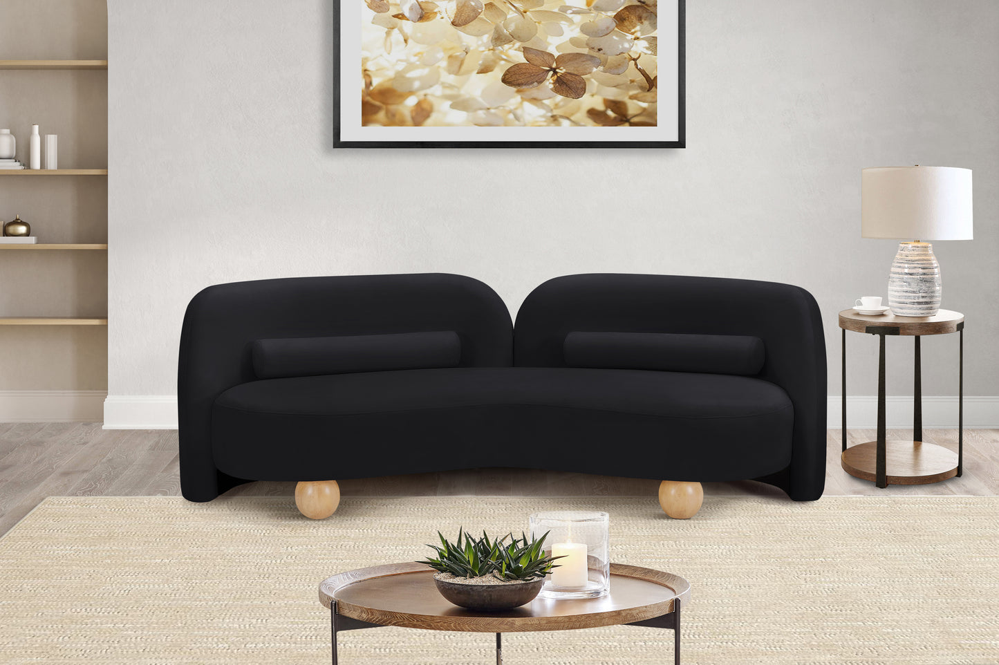 harlow black velvet sofa