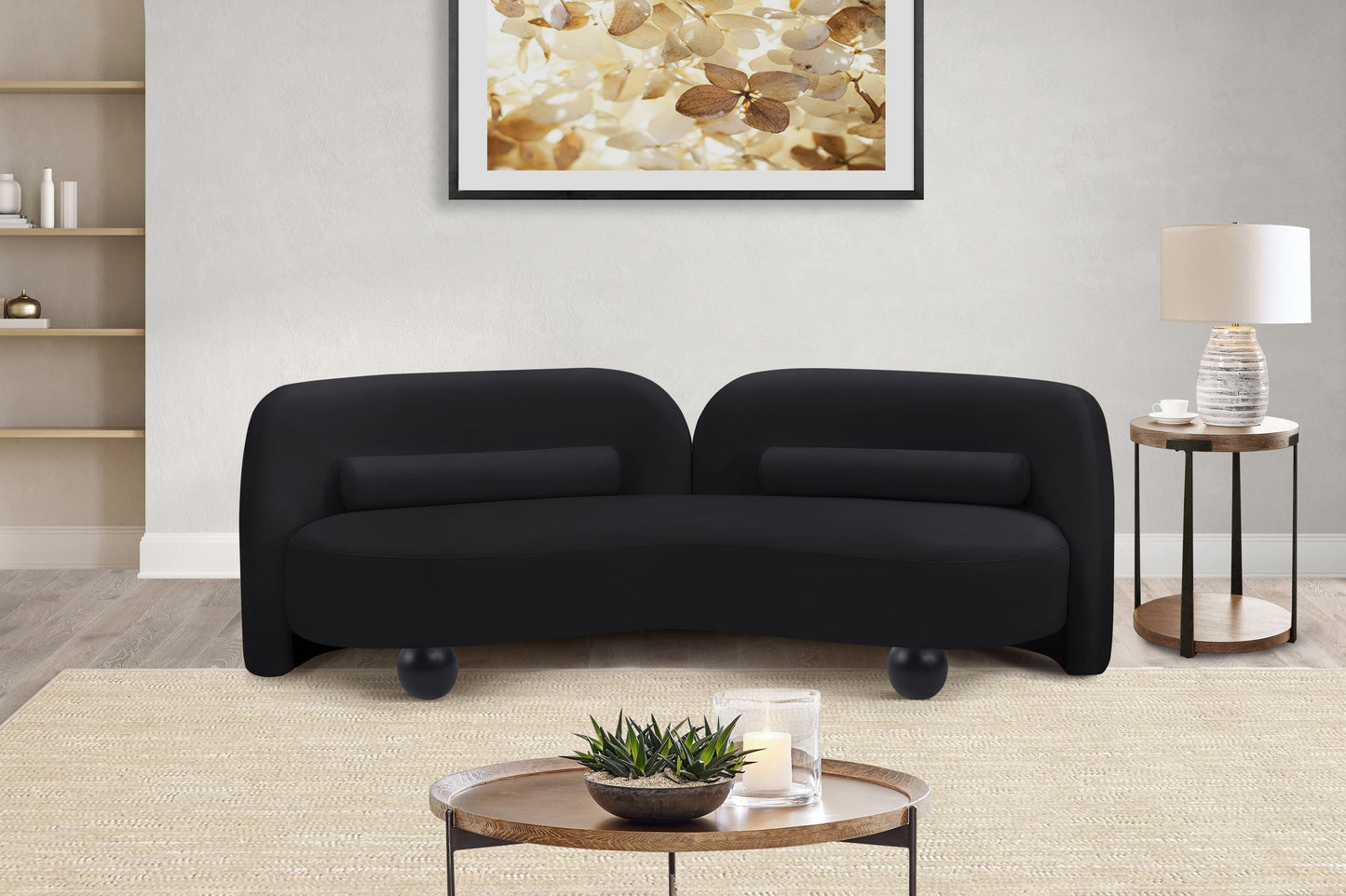 harlow black velvet sofa