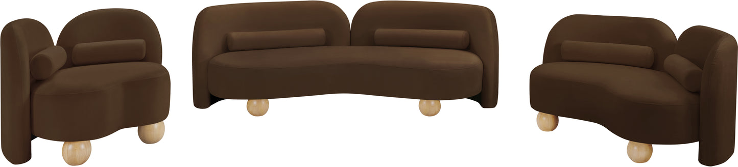 harlow brown velvet loveseat