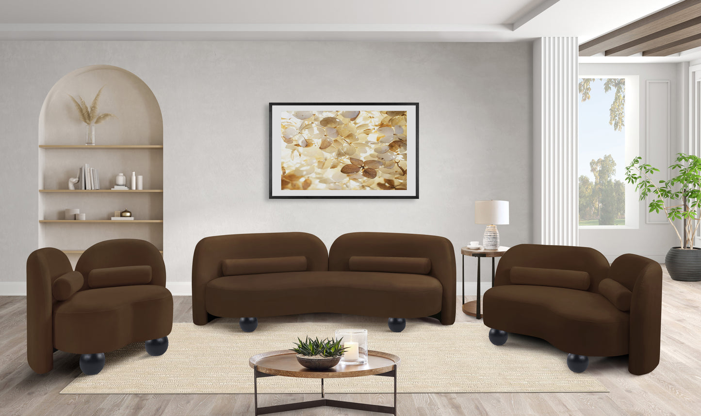 harlow brown velvet loveseat