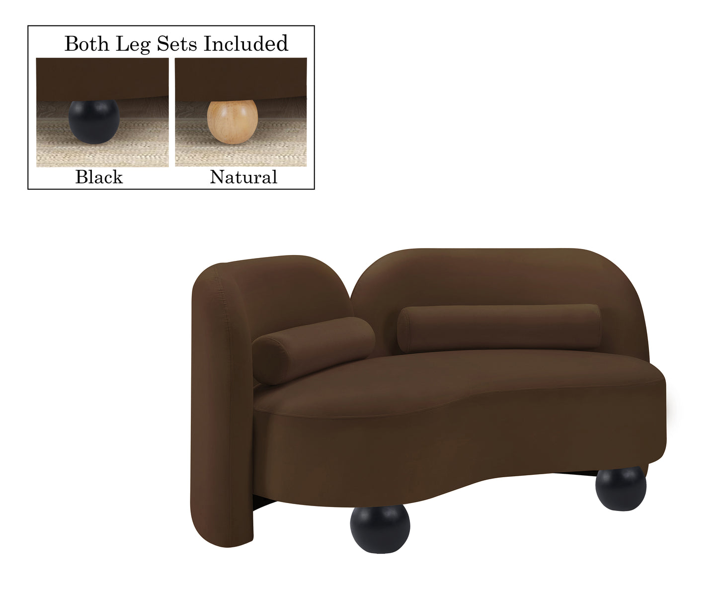 harlow brown velvet loveseat