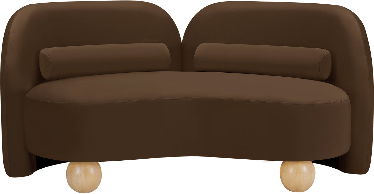 harlow brown velvet loveseat