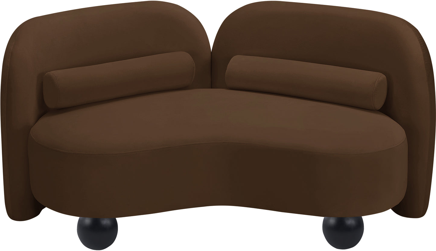 harlow brown velvet loveseat