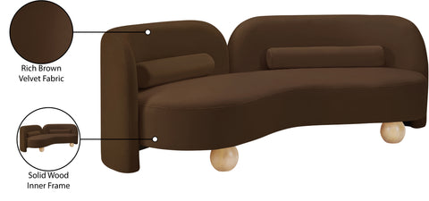 Camden 89" Brown Velvet Upholstered Sofa, 1 Piece
