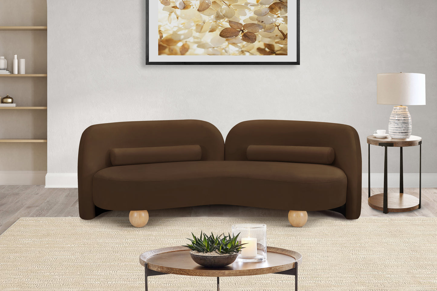 harlow brown velvet sofa