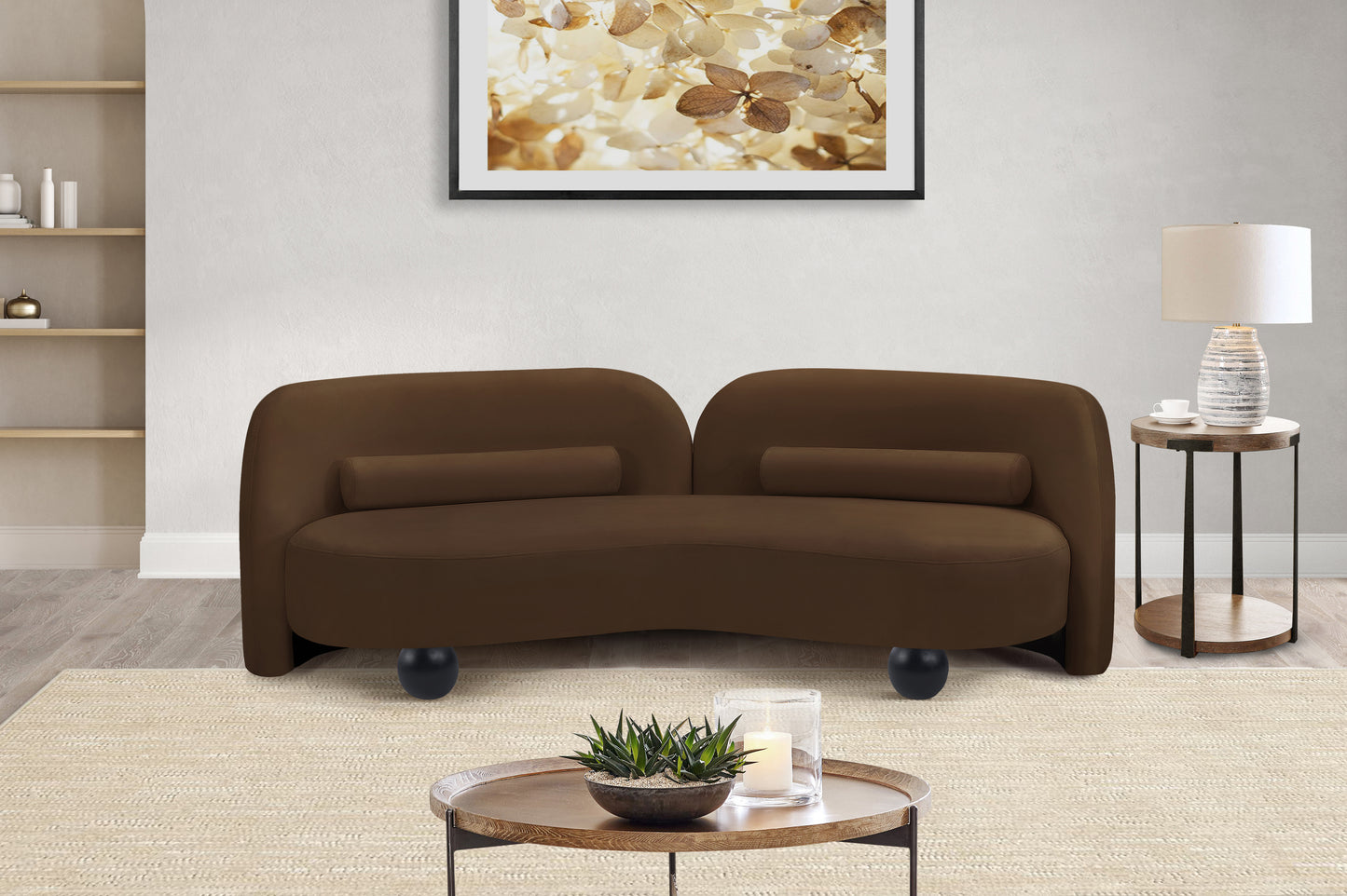 harlow brown velvet sofa