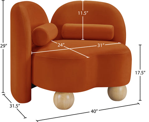 Camden Cognac Velvet Upholstered Chair, 1 Piece