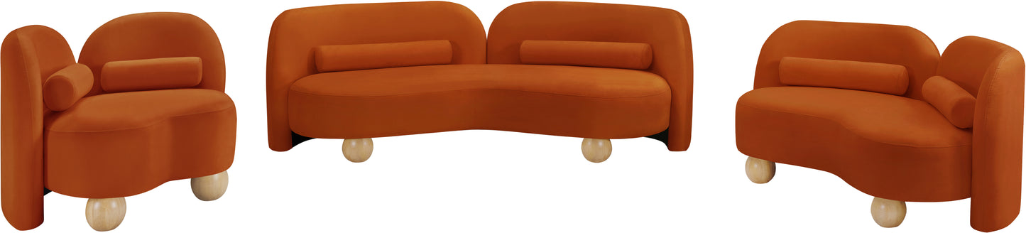 harlow cognac velvet loveseat