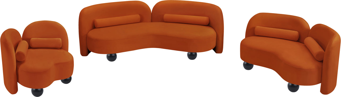 harlow cognac velvet loveseat