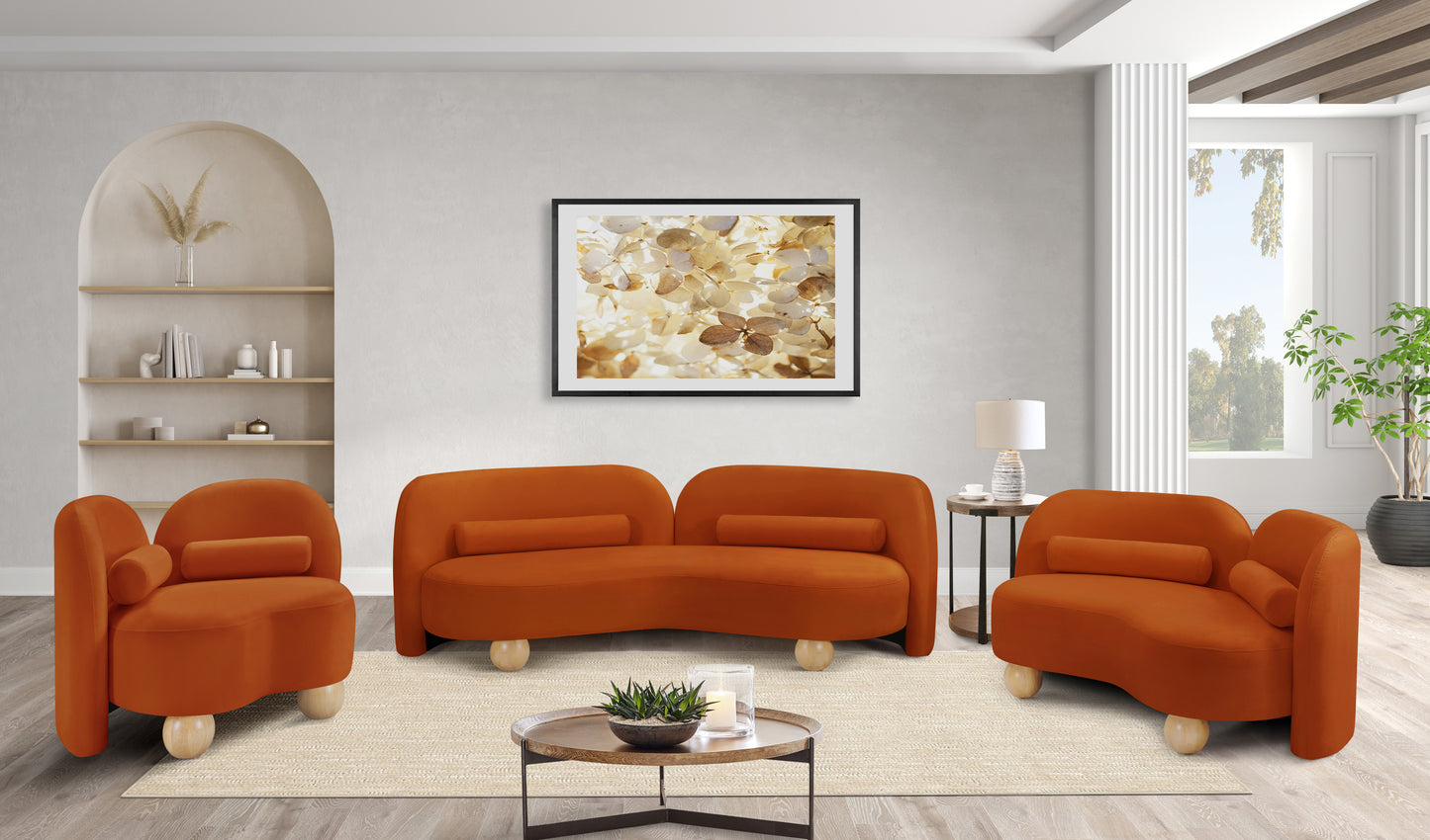 harlow cognac velvet loveseat