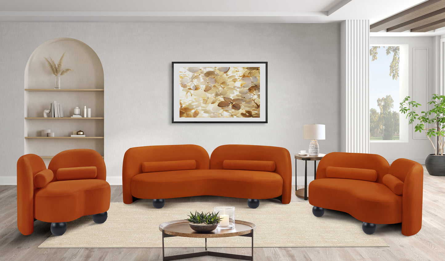 harlow cognac velvet loveseat