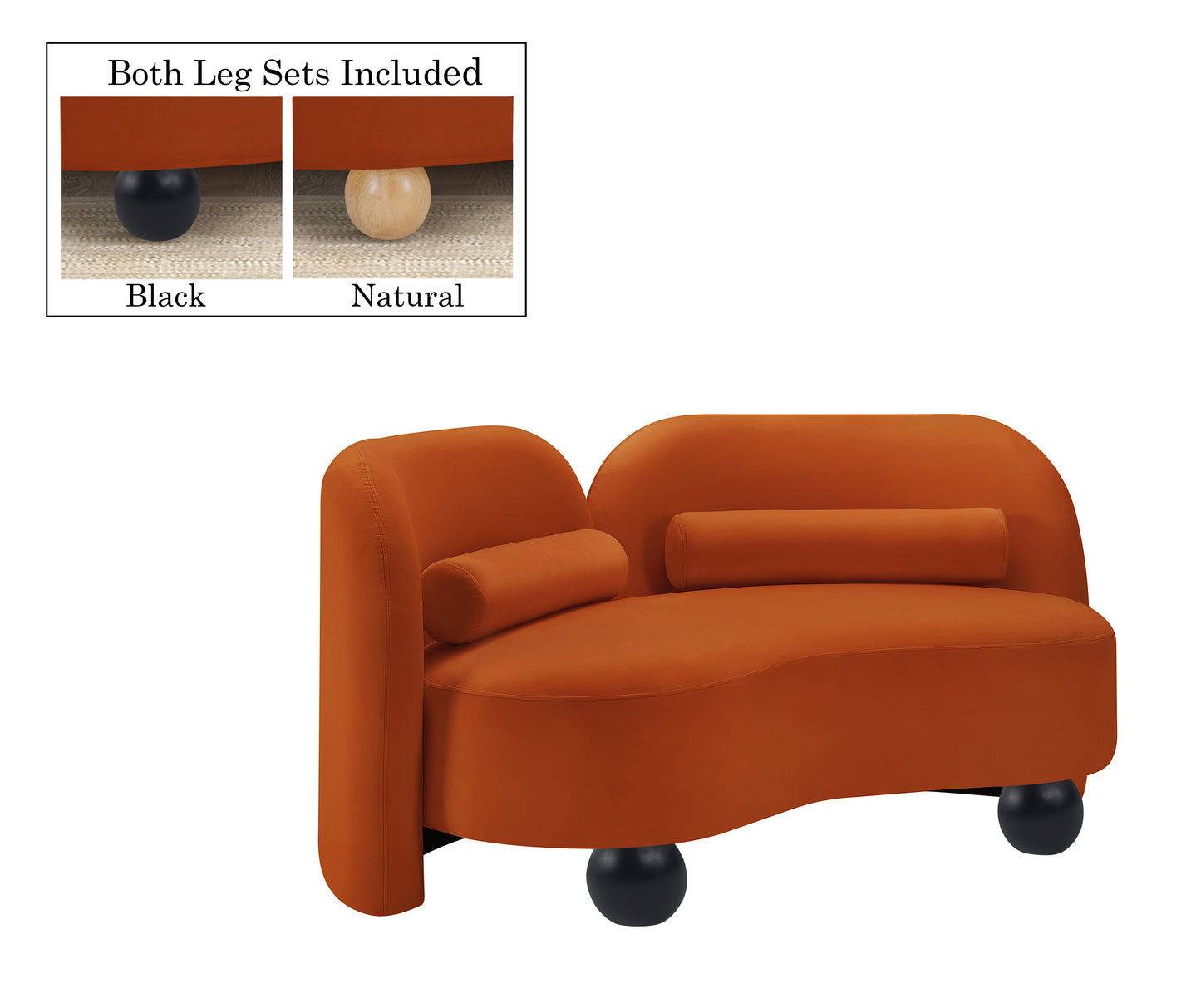 harlow cognac velvet loveseat