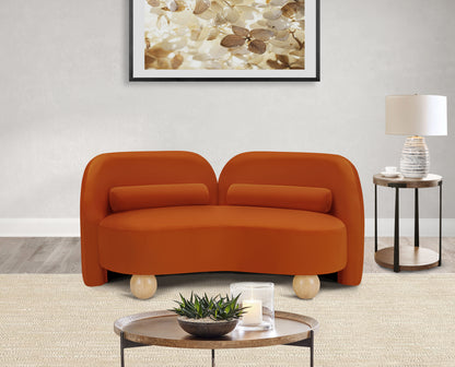 Harlow Cognac Velvet Loveseat