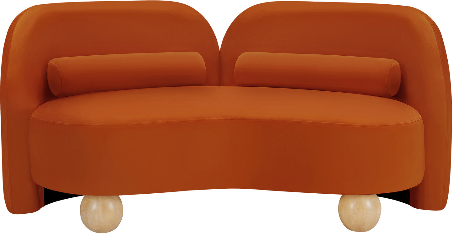 harlow cognac velvet loveseat