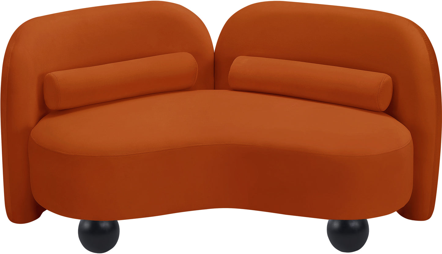 harlow cognac velvet loveseat