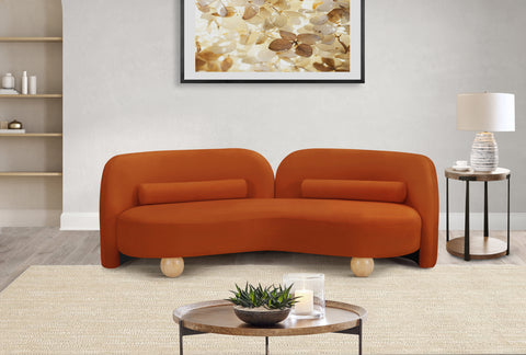 Harlow Cognac Velvet Sofa