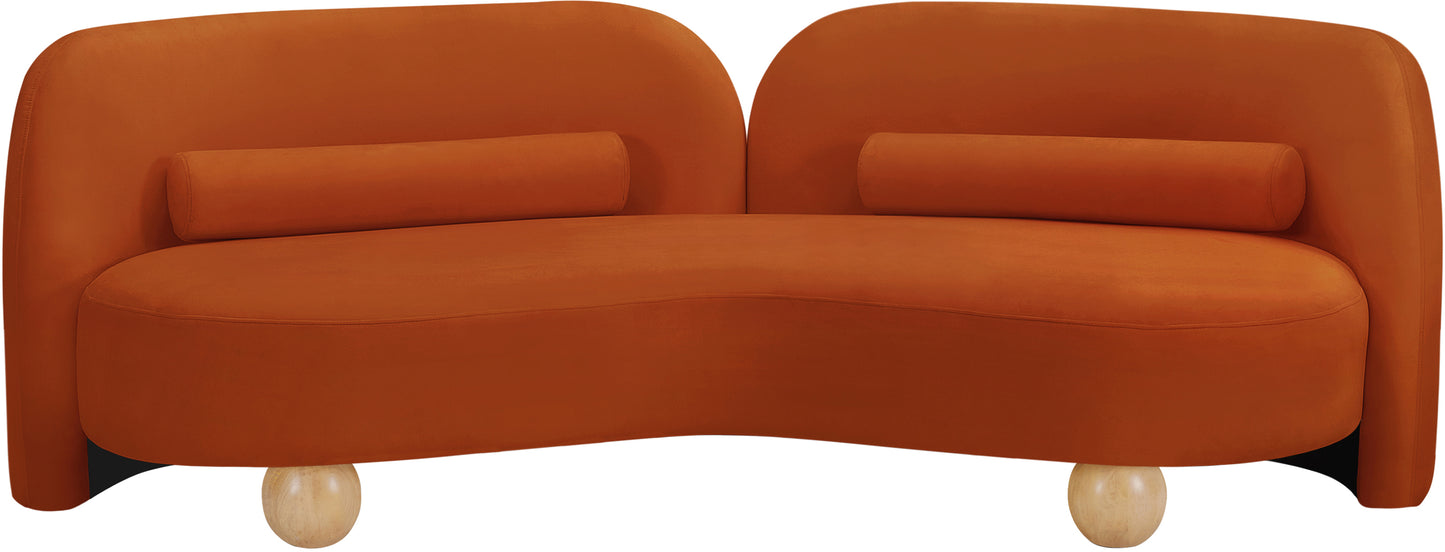 harlow cognac velvet sofa