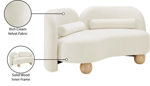 Camden 64" Cream Velvet Upholstered Loveseat, 1 Piece