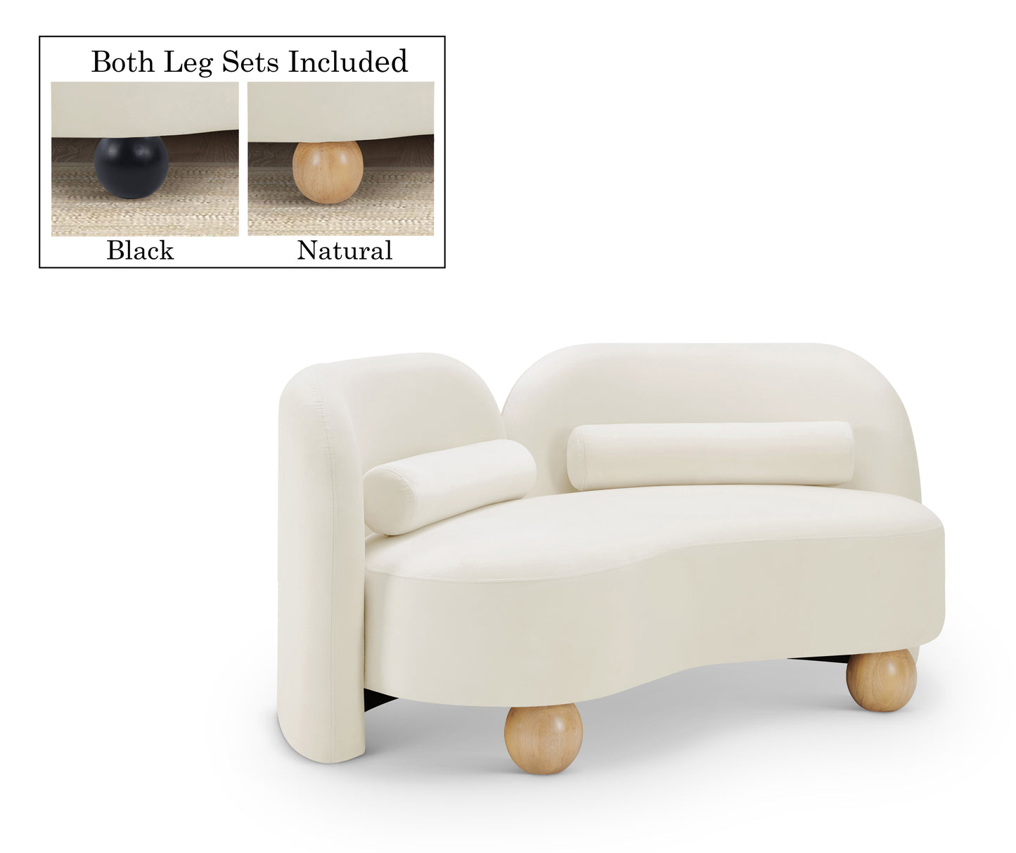 harlow cream velvet loveseat