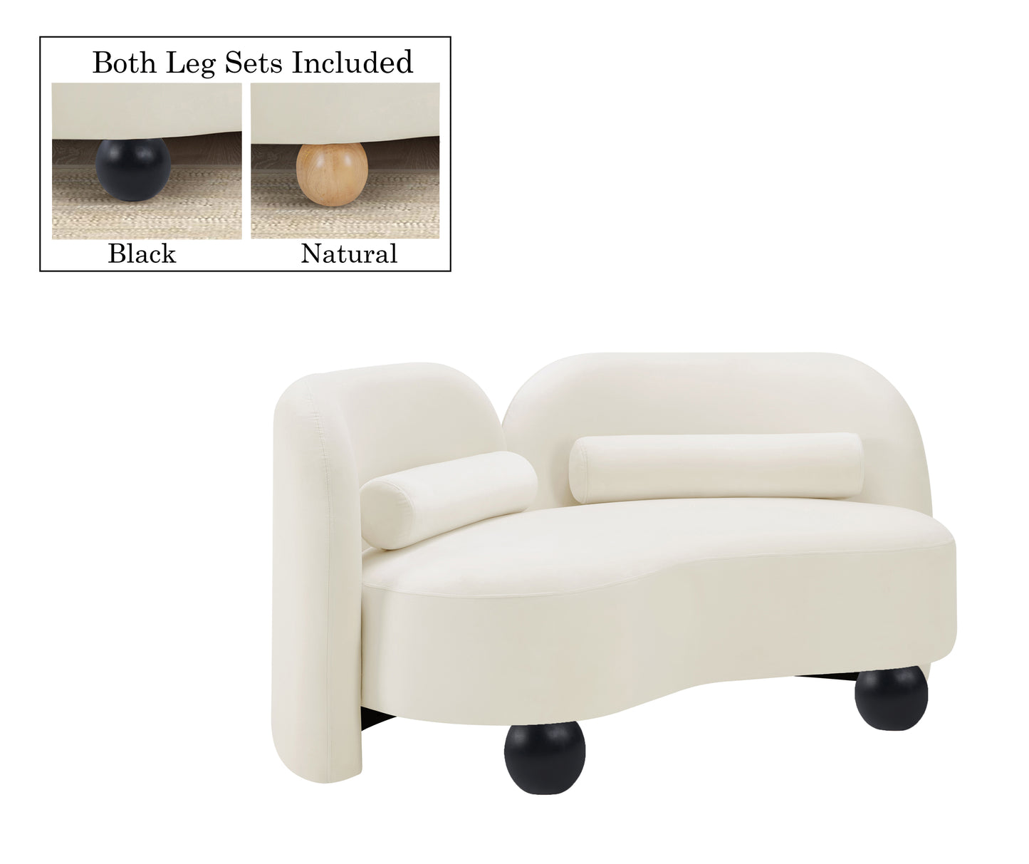 harlow cream velvet loveseat