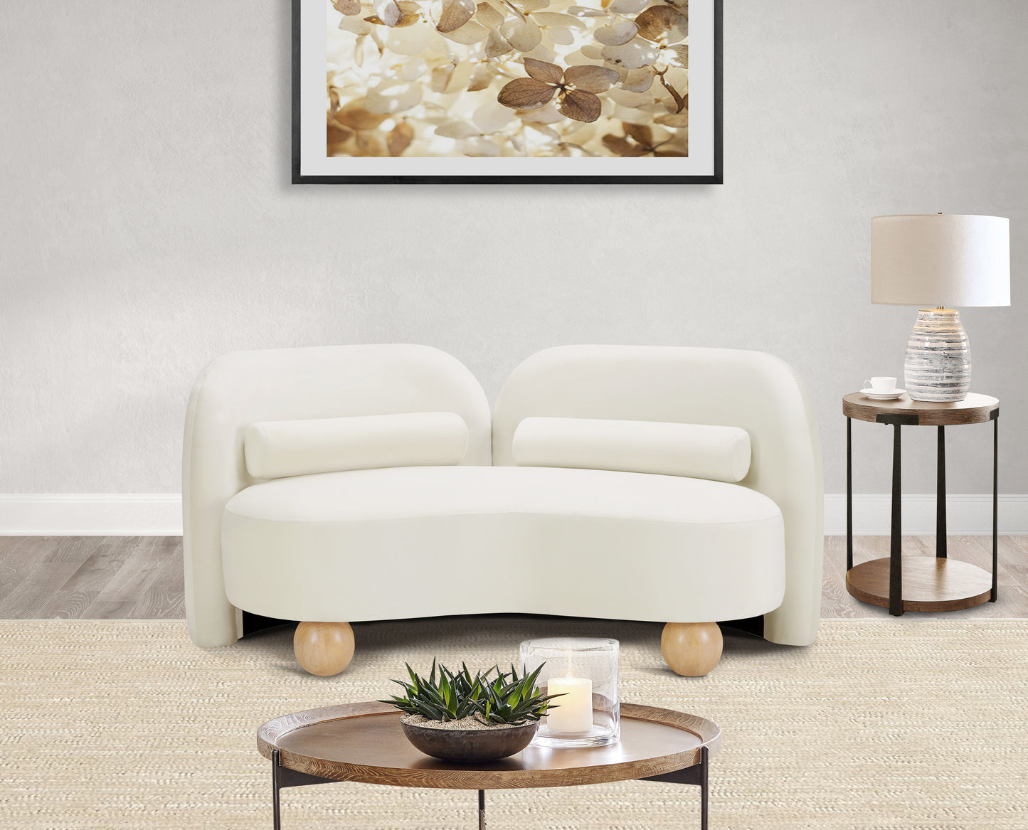 harlow cream velvet loveseat