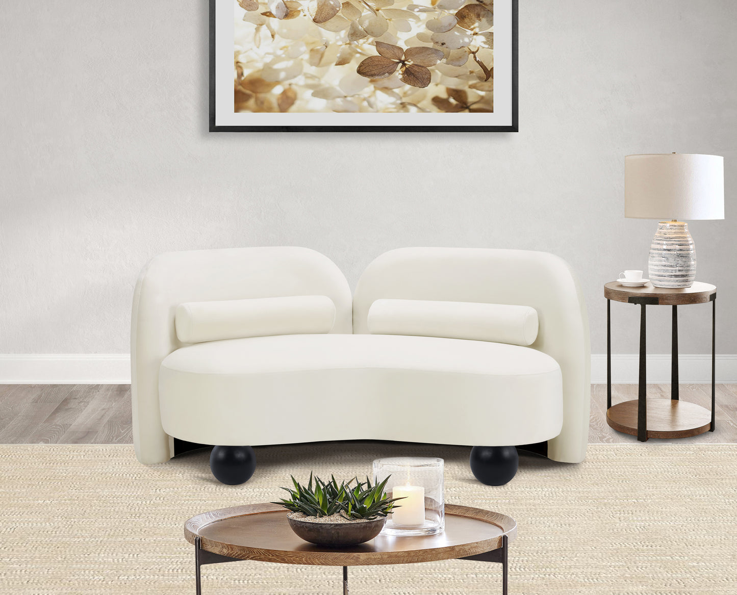 harlow cream velvet loveseat