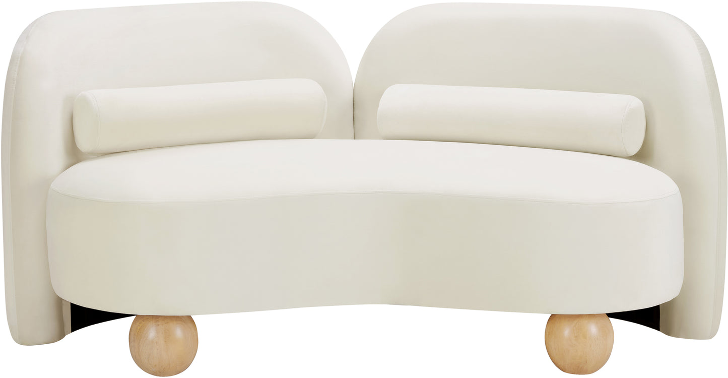 harlow cream velvet loveseat