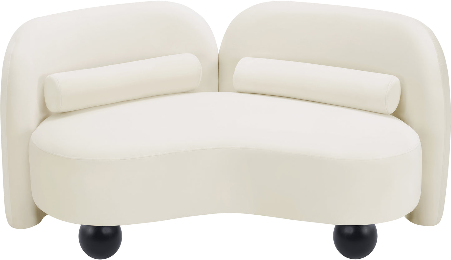 harlow cream velvet loveseat