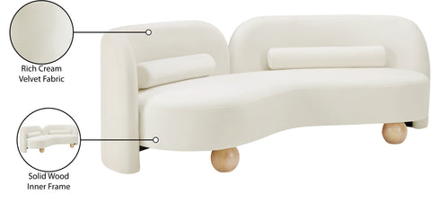 Camden 89" Cream Velvet Upholstered Sofa, 1 Piece