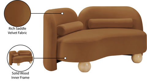 Camden 64" Saddle Velvet Upholstered Loveseat, 1 Piece